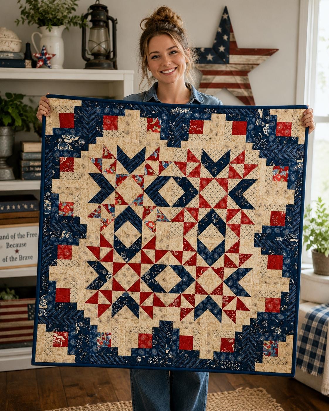 Liberty Stars Quilt Pattern, Patriotic Americana Star Blocks (PDF Download) - Image 9