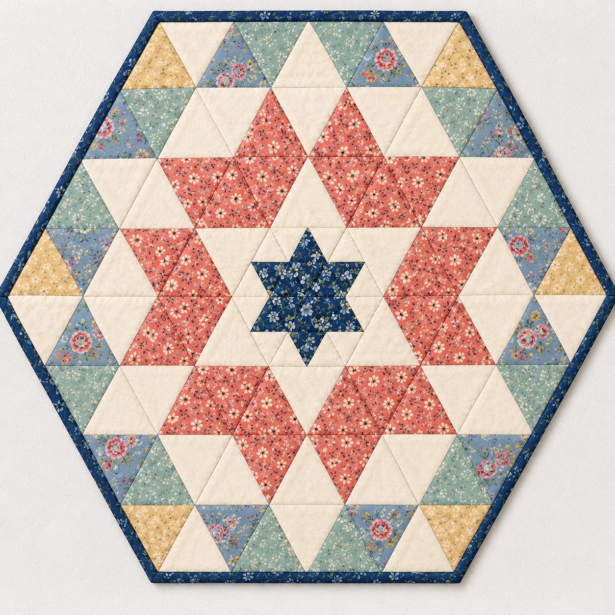Midnight Star Hexagon Quilt Pattern, Modern Wall Hanging | Foundation Paper Piecing (PDF Download) - Image 4