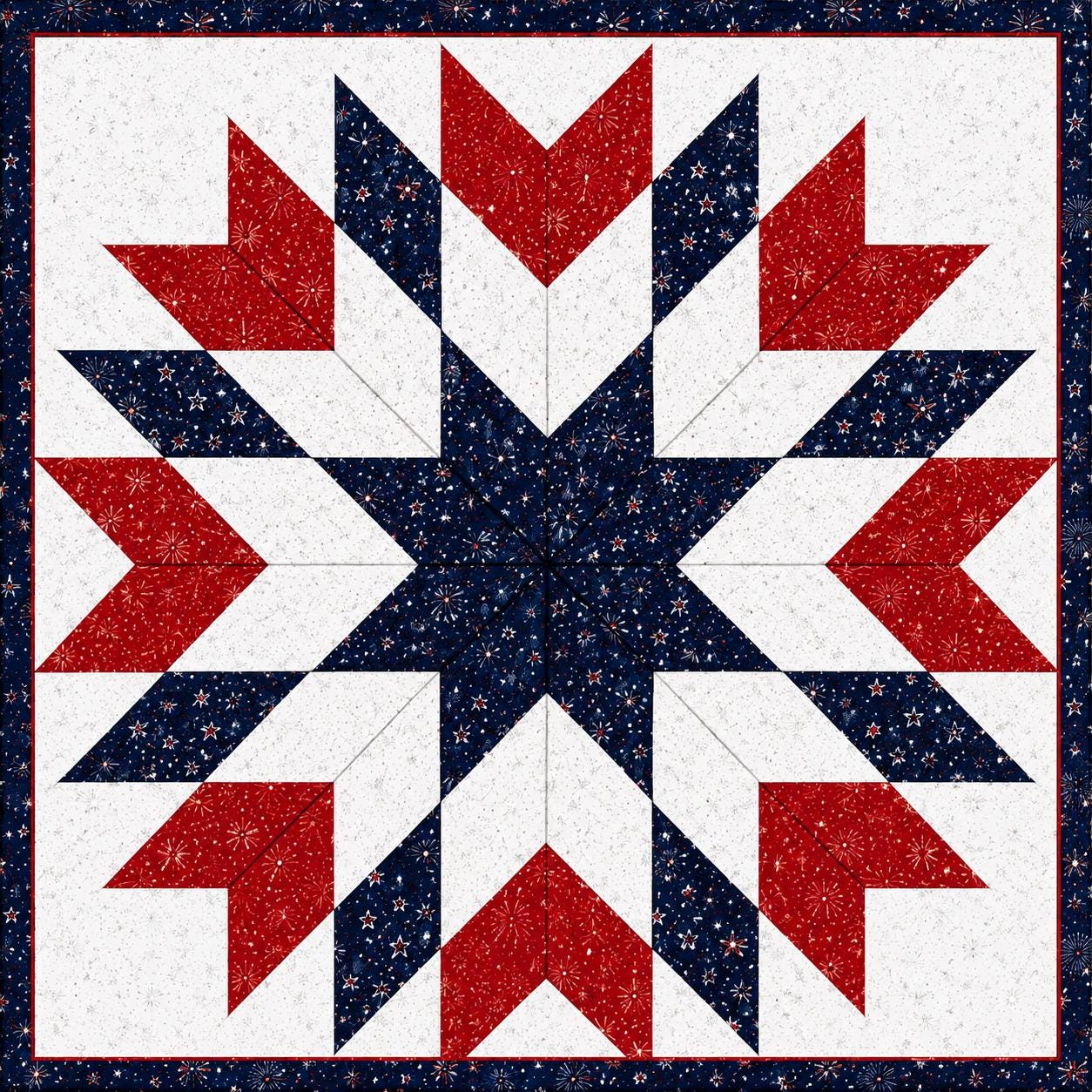 Floral Liberty Star Quilt Pattern – Patriotic Starburst Design - 3 sizes - 4 Colorways (PDF Pattern) - Image 5