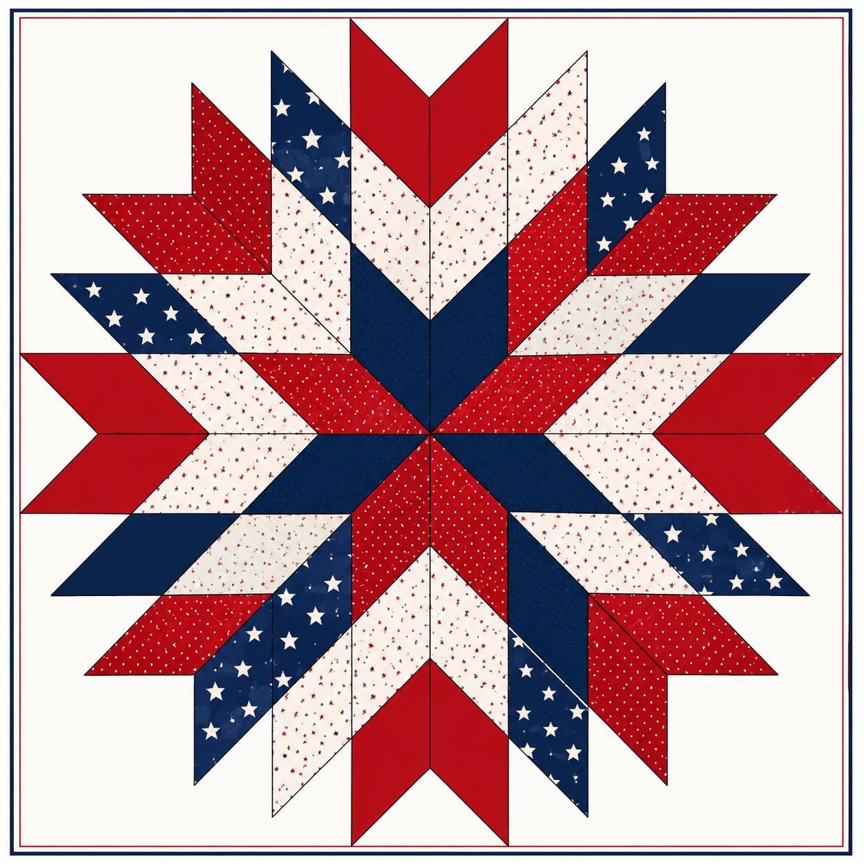 Floral Liberty Star Quilt Pattern – Patriotic Starburst Design - 3 sizes - 4 Colorways (PDF Pattern) - Image 7