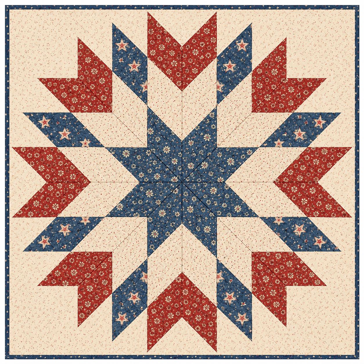 Floral Liberty Star Quilt Pattern – Patriotic Starburst Design - 3 sizes - 4 Colorways (PDF Pattern) - Image 12