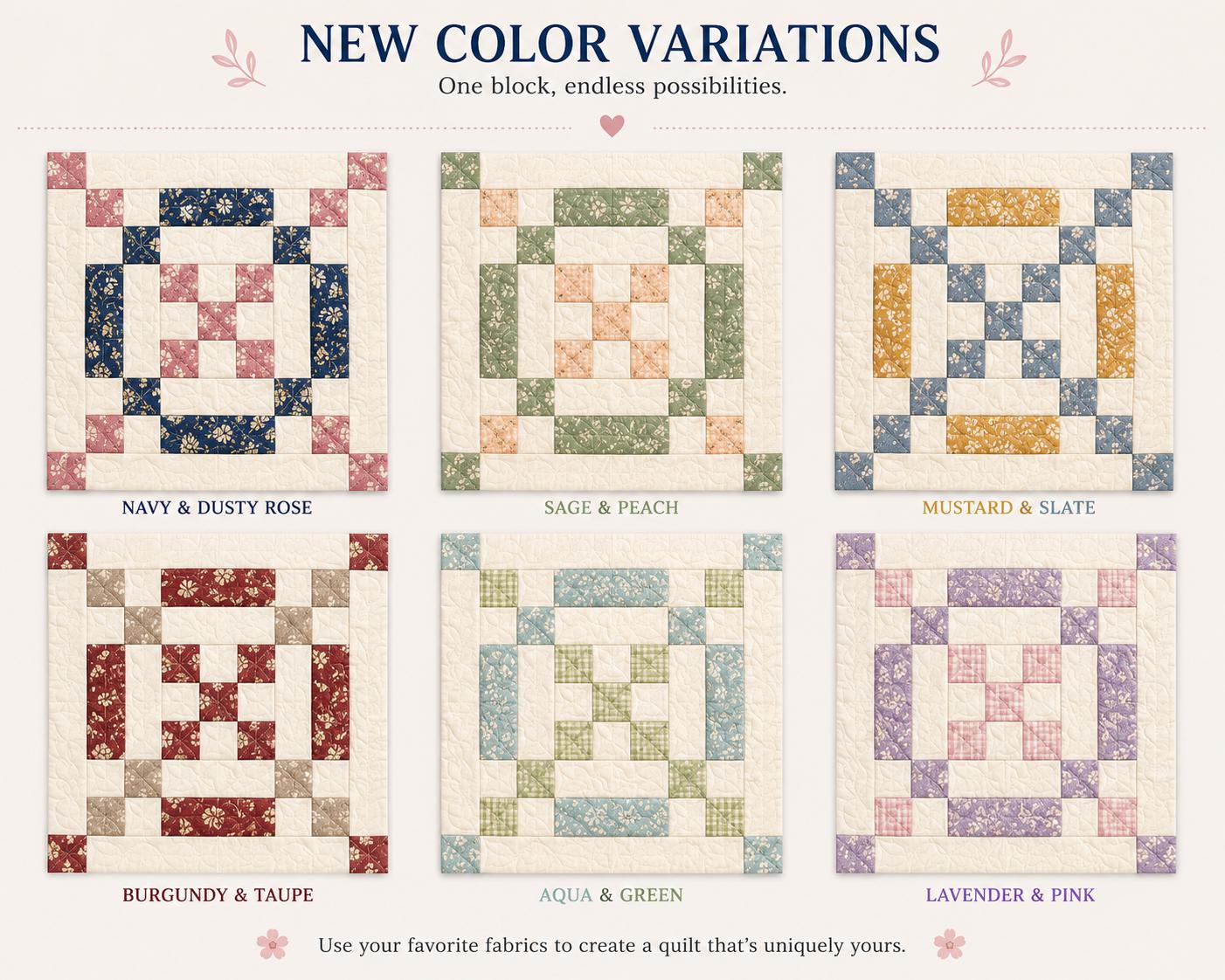 Courtyard Charm Quilt Block Pattern | 9" Patchwork Beginner Friendly PDF (Instant Download) - Image 16