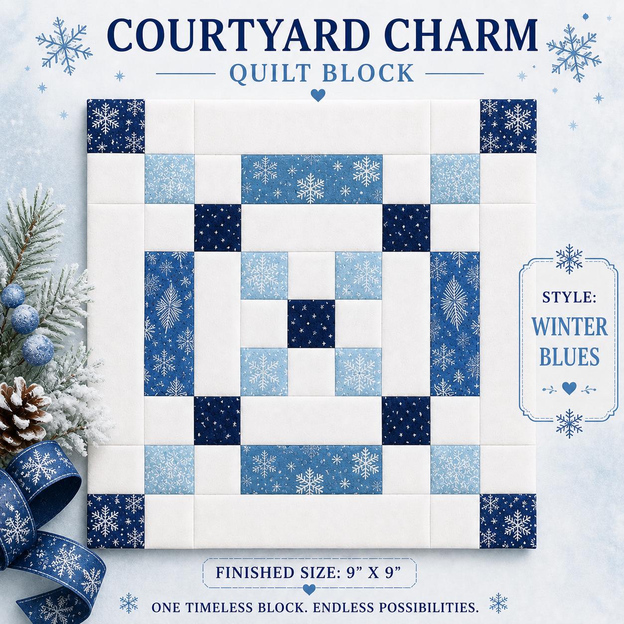 Courtyard Charm Quilt Block Pattern | 9" Patchwork Beginner Friendly PDF (Instant Download) - Image 6