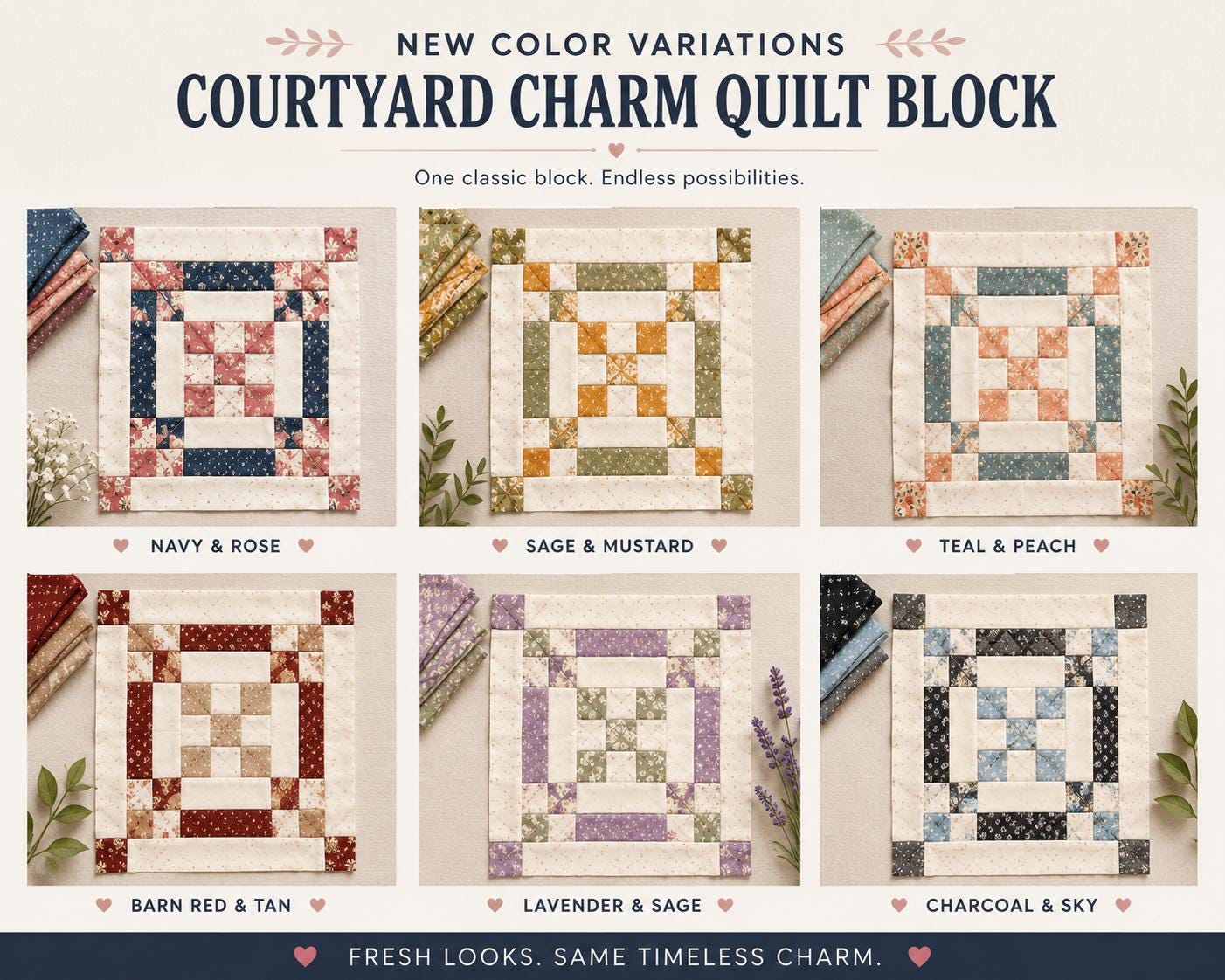 Courtyard Charm Quilt Block Pattern | 9" Patchwork Beginner Friendly PDF (Instant Download) - Image 13