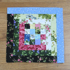 four patch log cabin quilt block