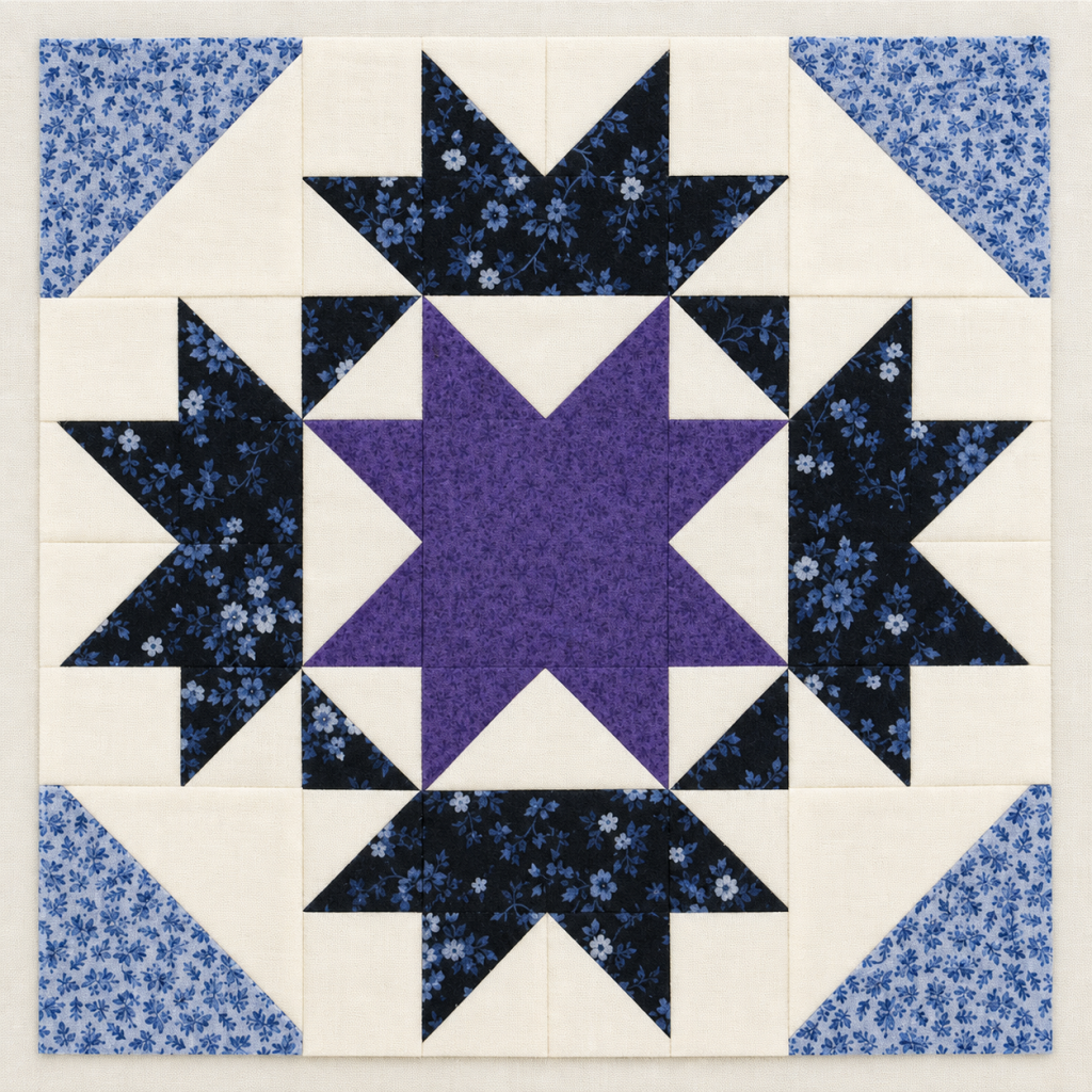 Crown and Star Variation Quilt Block